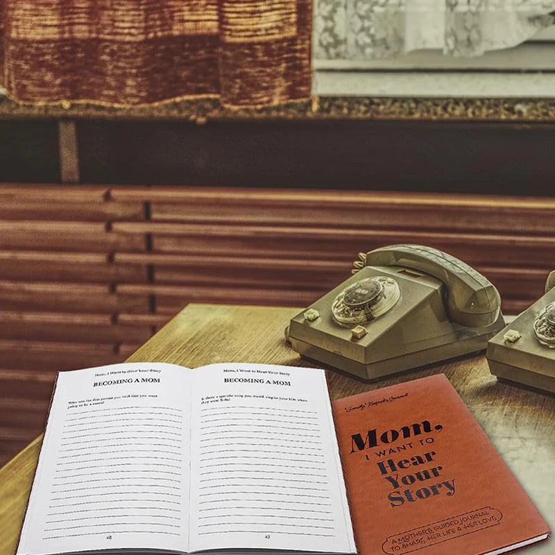 Mom, I Want To Hear Your Story Leather Hardcover Ribbon Bookmark Mom Tell Me Your Life Story Journal Meaningful Memory Journal